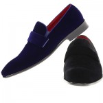 Hugo Boss Mens Evelt Black or Blue Velvet Slip-on Business Casual Loafers Shoes
