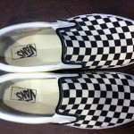 MEN’S VANS SLIP-ON CHECKERBOARD OFF WHITE BLACK SIZE 10.5 10 1/2 PREOWNED USED