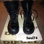 New Diesel Cassidy Black Leather lace up Camo Boot Sz 9 $275