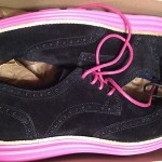 Men’s Cole Haan  Lunargrand wingtip black suede/pink new in box 11M both laces