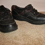 Mens Clarks air cushion sz 12 black brown comfort oxford mules walking shoes
