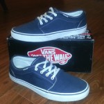 VANS CANVAS 106 VULCANIZED NAVY BLUE / LEATHER MENS SIZE 13 PRE-OWNED
