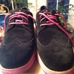 Men’s Cole Haan  Lunargrand wingtip black suede/pink new in box 11M both laces