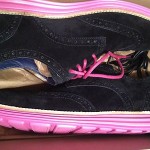 Men’s Cole Haan  Lunargrand wingtip black suede/pink new in box 11M both laces