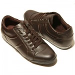 $225 Hugo Boss Black Label Leather Sneakers Brown Mens Shoes 10 43 Walking .5