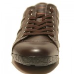 $225 Hugo Boss Black Label Leather Sneakers Brown Mens Shoes 10 43 Walking .5