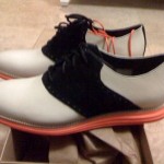 **New Cole Haan LunarGrand Saddle, White/Black/Orange Bottom NEW** SZ 10