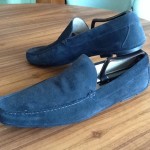 HUGO BOSS Men’s Sz 12 Blue Suede Slip On Casual Driving Moccasin  Loafers
