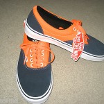 VANS SKATEBOARDING MENS ERA NEON ORANGE DRESS BLUE SHOES SIZE 10.5 NWT FREE SHIP