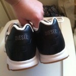 DIESEL MENS BLACK & WHITE LEATHER SNEAKERS SHOES SIZE 12 NEW