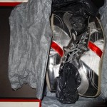US7 EU40 UK6 Men’s Hugo Boss Sneakers Dress Shoes silver Red $175 Worn Once!