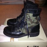 New Diesel Cassidy Black Leather lace up Camo Boot Sz 9 $275