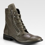 NEW! MENS DIESEL “MILIBOOT” ANKLE SIDE ZIP LACE BOOTS / OLIVE / SIZE 10