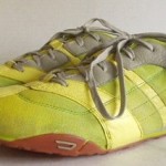 Mens DIESEL HUGO Green Yellow & Gray Leather and Canvas Casual Sneakers size 12