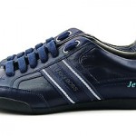 HUGO BOSS BLACK LABEL BIRMON BLUE SHOES SNEAKERS 100% LEATHER NEW SIZE 10