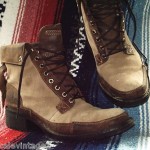 VINTAGE TIMBERLAND CANVAS LEATHER CLASSIC WORK HIPSTER MENS BOOTS 8 W HIKING