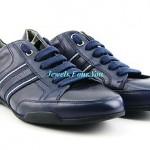 HUGO BOSS BLACK LABEL BIRMON BLUE SHOES SNEAKERS 100% LEATHER NEW SIZE 10