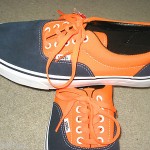 VANS SKATEBOARDING MENS ERA NEON ORANGE DRESS BLUE SHOES SIZE 10.5 NWT FREE SHIP