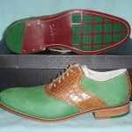 Excellent New In Box Cole Haan Mens Green And Brown Alligator lace Sadle Oxfords