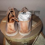 HUGO BOSS CAMEL LEATHER PERFORATED HOLES WASHED LACE UP LOAFER SHOES 41
