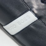 $330 Hugo Boss Black Label Leather Sneakers Navy Blue Mens 12 45 Walking 11.5 .5