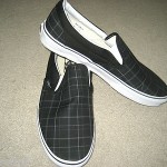 VANS SKATEBOARDING MENS CLASSIC SLIP ON BLACK PLAID SHOES SIZE 11 FREE SHIP NR