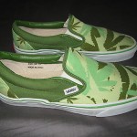 VANS Rare! Pot Leaf Weed green canvas Slip On Supreme Huf Nike sz 10 NO RESERVE!