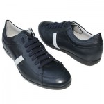 $330 Hugo Boss Black Label Leather Sneakers 11.5 44.5 Navy Blue Mens 44 11