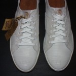 Diesel Boksich Oxford Sneakers, Perforated Leather Upper, White/Gray, 12.5, New