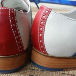 MENS COLE HAAN “COLTON” SADDLE OXFORD SHOES, RED, WHITE & BLUE, SZ. 10.5M, NEW!!