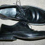 HUGO BOSS BLACK LEATHER OXFORDS, SIZE 8.5 D, VERY COOL AND COMFY SHOES!