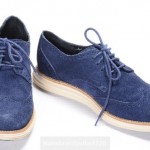 COLE HAAN 9 blue suede LUNARGRAND wingtip brogue oxford white sole shoe C10227