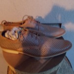 HUGO BOSS CAMEL LEATHER PERFORATED HOLES WASHED LACE UP LOAFER SHOES 41