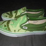 VANS Rare! Pot Leaf Weed green canvas Slip On Supreme Huf Nike sz 10 NO RESERVE!