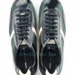 HUGO BOSS RED LABEL THAMIO GREEN & BLACK SHOES SNEAKERS LEATHER NEW SZ 10 43