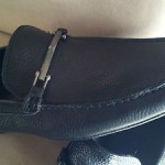 Hugo Boss ~ Neiman Marcus ~ Black with Metal Embossed Buckle Leather Size 7 1/2