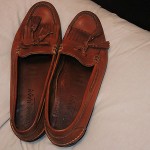 11.5  Mens Cole Haan Hann Country Tan Leather Tassle Front Slip On Loafers