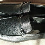 Hugo Boss ~ Neiman Marcus ~ Black with Metal Embossed Buckle Leather Size 7 1/2