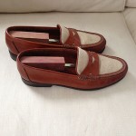 Vintage Cole Haan Handsewn Mens Linen and Leather Penny Loafer Size 10 1/2 M