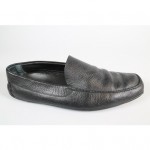 BOSS HUGO BOSS Men’s Black Textured Leather Round Toe Loafers Slip Ons Sz 10