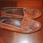 11.5  Mens Cole Haan Hann Country Tan Leather Tassle Front Slip On Loafers