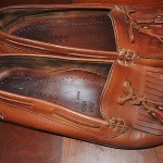 11.5  Mens Cole Haan Hann Country Tan Leather Tassle Front Slip On Loafers