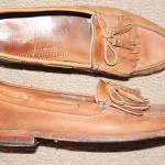 MENS COLE HAAN TAN LEATHER TASSEL LOAFERS, SIZE 11 M, LEATHER SOLES, $249