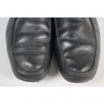 BOSS HUGO BOSS Men’s Black Textured Leather Round Toe Loafers Slip Ons Sz 10