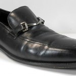 Hugo Boss Black Leather Slip Ons Loafers Silver Horse Bit Buckle Mens 10 VGUC