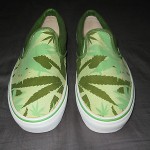 VANS Rare! Pot Leaf Weed green canvas Slip On Supreme Huf Nike sz 10 NO RESERVE!