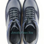 HUGO BOSS BLACK LABEL NIKORIO BLUE SHOES SNEAKERS 100% LEATHER NEW SIZE 10 43