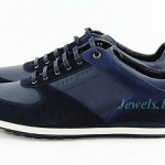 HUGO BOSS BLACK LABEL NIKORIO BLUE SHOES SNEAKERS 100% LEATHER NEW SIZE 10 43
