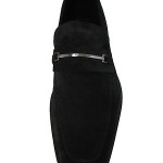 Hugo Boss Mens Carl Black Suede Slip-on Casual Dress Bit Fashion Loafers Shoes