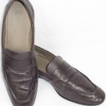 Hugo Boss Mens Dark Gray Leather Loafer Shoes Sz. 8 *Made In Italy*